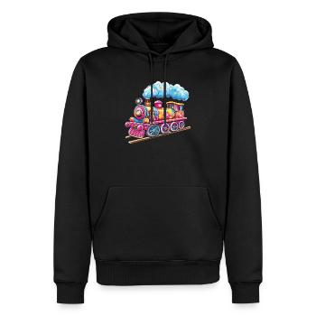 Bunte Traumlokomotive - Männer Premium Bio Hoodie - Schwarz - Vorne - Nico (187cm)