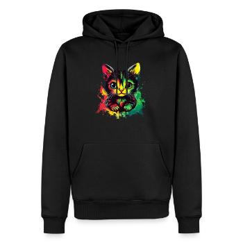 Style de chat rasta - Sweat à capuche Premium bio Homme - noir - Devant - Nico (187cm)