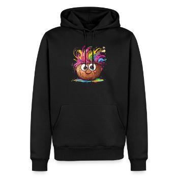 Noix de avec cheveux arc-en-ciel - Sweat à capuche Premium bio Homme - noir - Devant - Nico (187cm)