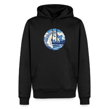 Pferd in Berglandschaft - Männer Premium Bio Hoodie - Schwarz - Vorne - Nico (187cm)