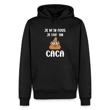caca - Sweat à capuche Premium bio Homme - noir - Devant - Nico (187cm)
