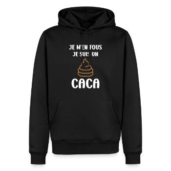 caca - Sweat à capuche Premium bio Homme - noir - Devant - Nico (187cm)