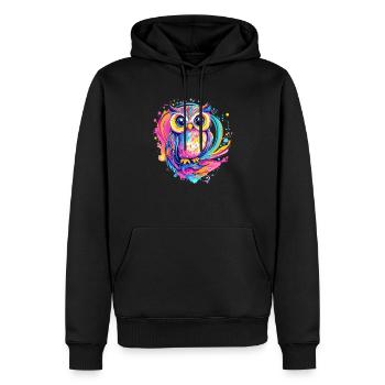 Colorful Cute Owl - Men’s Premium Organic Hoodie - black - Front - Nico (187cm)