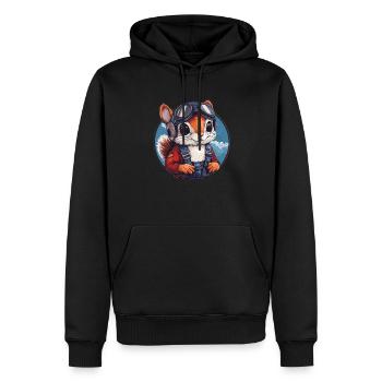 Fliegendes Eichhörnchen mit Brille - Männer Premium Bio Hoodie - Schwarz - Vorne - Nico (187cm)
