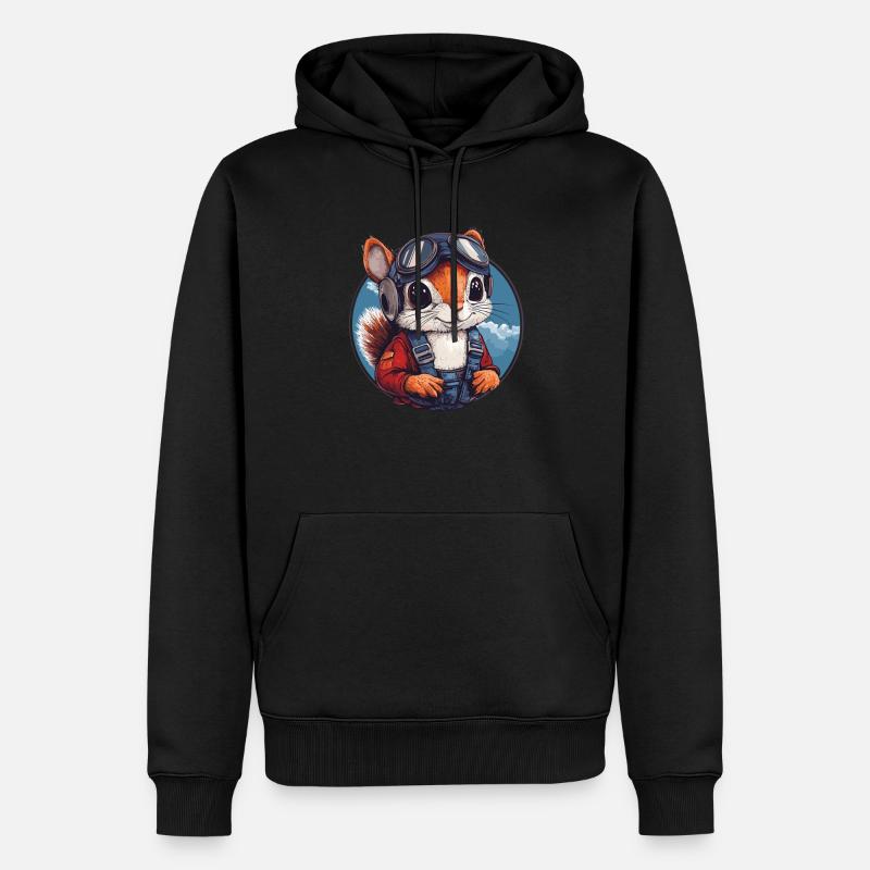 Fliegendes Eichhörnchen mit Brille - Männer Premium Bio Hoodie - Schwarz