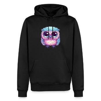 Hibou pastel mignon - Sweat à capuche Premium bio Homme - noir - Devant - Nico (187cm)