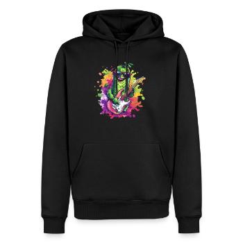 Rockige Gitarre-Gurke - Männer Premium Bio Hoodie - Schwarz - Vorne - Nico (187cm)