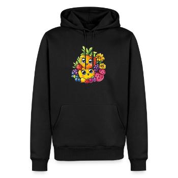 Drôles d’amis fruits - Sweat à capuche Premium bio Homme - noir - Devant - Nico (187cm)