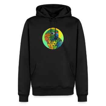 Bunter Papageienkopf - Männer Premium Bio Hoodie - Schwarz - Vorne - Nico (187cm)