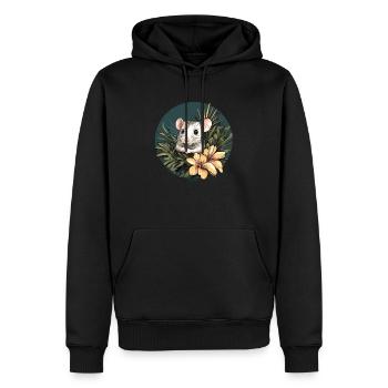 Souris de la jungle avec fleur - Sweat à capuche Premium bio Homme - noir - Devant - Nico (187cm)