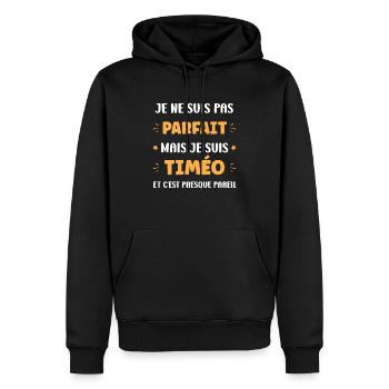 Timo - Sweat à capuche Premium bio Homme - noir - Devant - Nico (187cm)