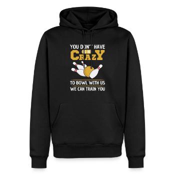 Dicton de bowling amusant pour les équipes de bowling - Sweat à capuche Premium bio Homme - noir - Devant - Nico (187cm)