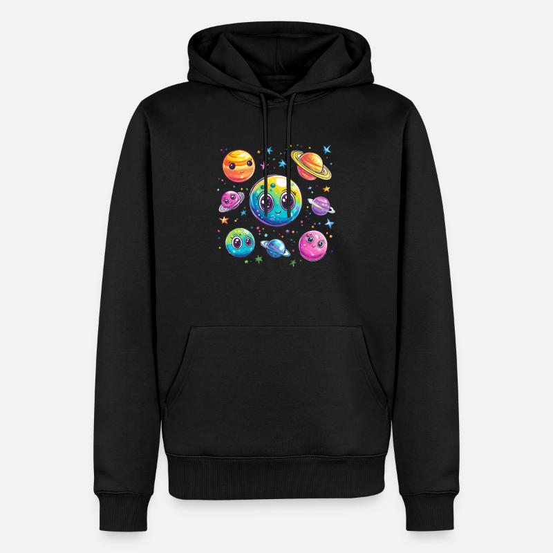 Planètes douces dans l’espace - Sweat à capuche Premium bio Homme - noir