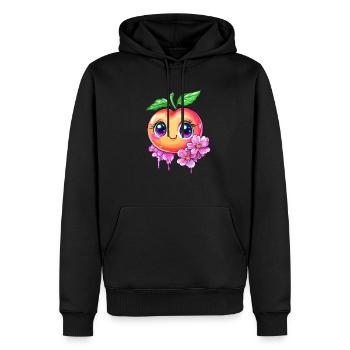 Niedlicher Pfirsich mit Kirschblüten - Männer Premium Bio Hoodie - Schwarz - Vorne - Nico (187cm)