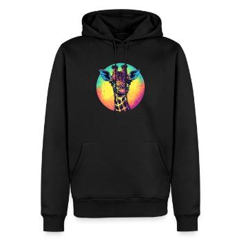 Bunte Giraffe mit Farbverlauf - Männer Premium Bio Hoodie - Schwarz - Vorne - Nico (187cm)