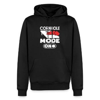 Mode joueur Cornhole activé - Sweat à capuche Premium bio Homme - noir - Devant - Nico (187cm)