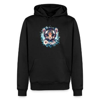 Süßes Tigerbaby mit Blumenkranz - Männer Premium Bio Hoodie - Schwarz - Vorne - Nico (187cm)