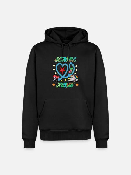 Bunte Schulkrankenschwester - Männer Premium Bio Hoodie - Schwarz