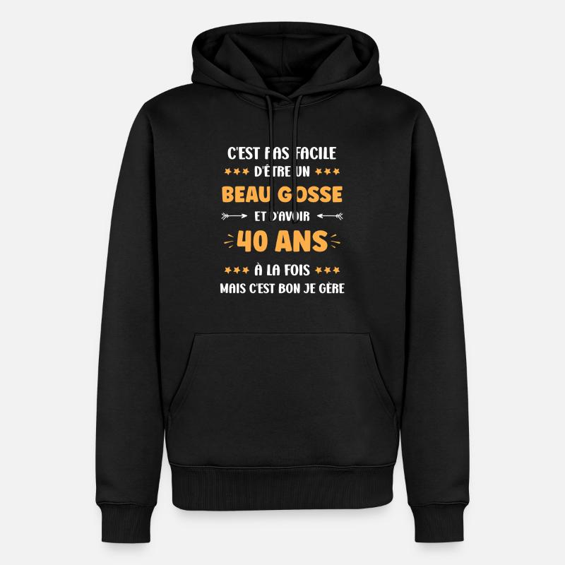 40 ANS - Sweat à capuche Premium bio Homme - noir