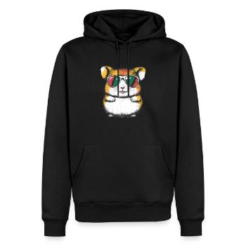 Cooler Hamster mit Brille - Männer Premium Bio Hoodie - Schwarz - Vorne - Nico (187cm)