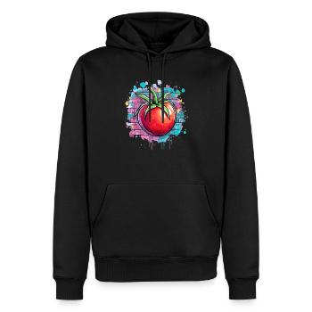 Graffiti Tomate auf Mauer - Männer Premium Bio Hoodie - Schwarz - Vorne - Nico (187cm)