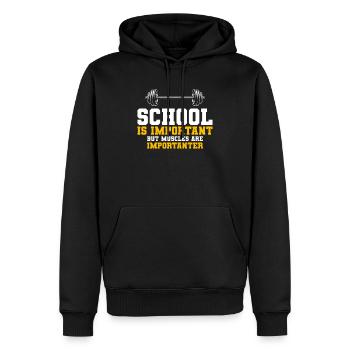 School is important Bodybuilding Bodybuilder Gym - Männer Premium Bio Hoodie - Schwarz - Vorne - Nico (187cm)