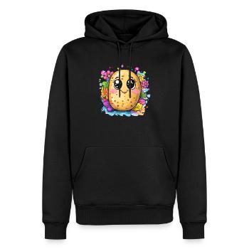 Fröhliche Kartoffel mit großen Augen - Männer Premium Bio Hoodie - Schwarz - Vorne - Nico (187cm)