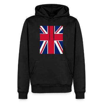 God Bless the UK - Men’s Premium Organic Hoodie - black - Front - Nico (187cm)
