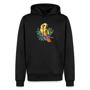 Bunter Papagei auf Ast - Männer Premium Bio Hoodie - Schwarz - Vorne - Nico (187cm)