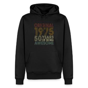 Original 1975 - 50 ans d’être génial - Sweat à capuche Premium bio Homme - noir - Devant - Nico (187cm)