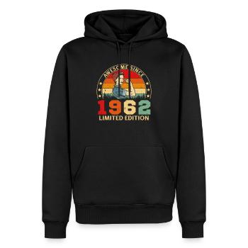 1962 Vintage Retro Cadeau D’anniversaire - Sweat à capuche Premium bio Homme - noir - Devant - Nico (187cm)