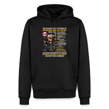 Geburtstag Frauen Turning 42 Surprisingly Old - Männer Premium Bio Hoodie - Schwarz - Vorne - Nico (187cm)