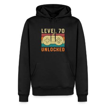 Niveau 70 Complet Vintage Cadeau anniversaire - Sweat à capuche Premium bio Homme - noir - Devant - Nico (187cm)