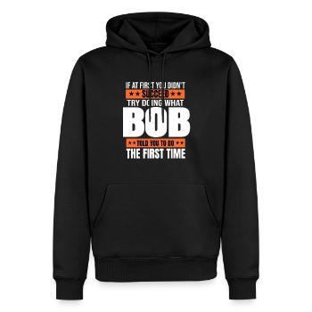 BOB Geschenk Name Personalisiert Geburtstag Weihnachten Witz - Männer Premium Bio Hoodie - Schwarz - Vorne - Nico (187cm)