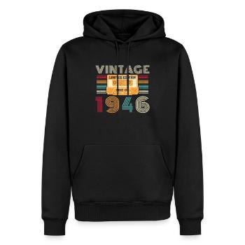 80 Année 1946 Vintage Rétro Anniversaire - Sweat à capuche Premium bio Homme - noir - Devant - Nico (187cm)