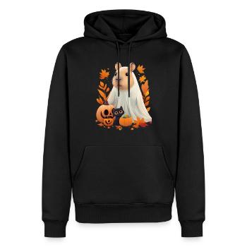 Halloween Capybara Cat Ghost Gift Idea - Men’s Premium Organic Hoodie - black - Front - Nico (187cm)