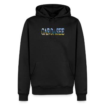 Lac de Garde Italie - Sweat à capuche Premium bio Homme - noir - Devant - Nico (187cm)
