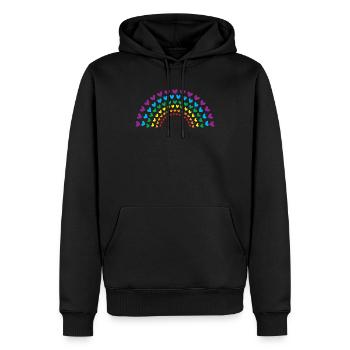 Rainbow of Hearts - Men’s Premium Organic Hoodie - black - Front - Nico (187cm)