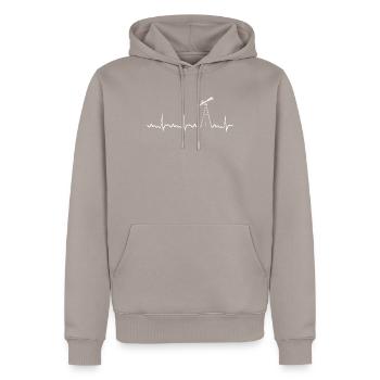 Telescope heartbeat astronomy solar system knowledge - Men’s Premium Organic Hoodie - taupe - Front - Nico (187cm)