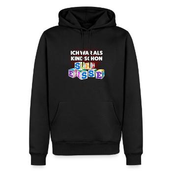 Ich war als Kind schon Schei*e - Männer Premium Bio Hoodie - Schwarz - Vorne - Nico (187cm)