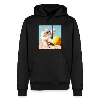 Le chat persan Negan joue au beach-volley - Sweat à capuche Premium bio Homme - noir - Devant - Nico (187cm)