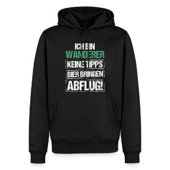 Je suis un randonneur - apporte de la bière et décolle - Sweat à capuche Premium bio Homme - noir - Devant - Nico (187cm)