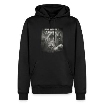 Selfie de chat drôle avec Alien et Bigfoot - Sweat à capuche Premium bio Homme - noir - Devant - Nico (187cm)