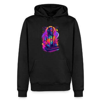 Rave DJ Affe - Männer Premium Bio Hoodie - Schwarz - Vorne - Nico (187cm)