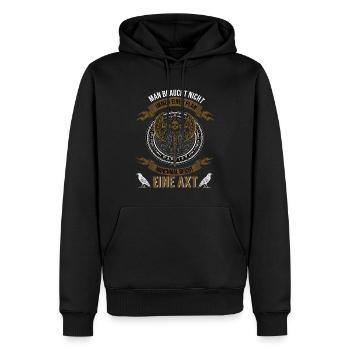 Wikinger Krieger Nordmann Nordische Mythologie Axt - Männer Premium Bio Hoodie - Schwarz - Vorne - Nico (187cm)
