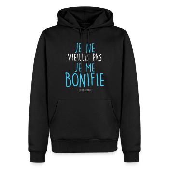 Retraite Humour Homme Et Femme Retraitée - Sweat à capuche Premium bio Homme - noir - Devant - Nico (187cm)