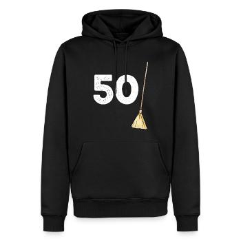 Anniversaire 50 Balais Cadeau La Cinquantaine - Sweat à capuche Premium bio Homme - noir - Devant - Nico (187cm)