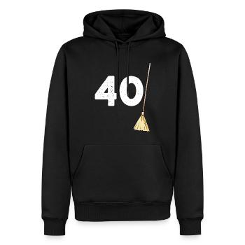40 Balais Humour anniversaire Homme Femme - Sweat à capuche Premium bio Homme - noir - Devant - Nico (187cm)