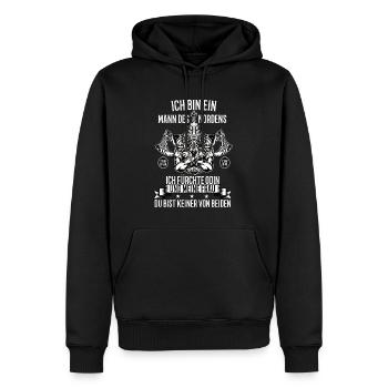 Wikinger Krieger Nordmann Axt Valhalla Nordmänner - Männer Premium Bio Hoodie - Schwarz - Vorne - Nico (187cm)