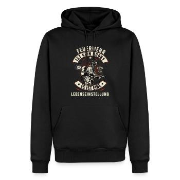 Feuerwehr Feuerwehrmann Freiwillige Feuerwehr 112 - Männer Premium Bio Hoodie - Schwarz - Vorne - Nico (187cm)